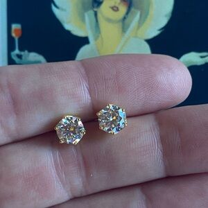 Genuine Moissanite 1 Ct earrings studs 2 carat total GRA certified gold plated